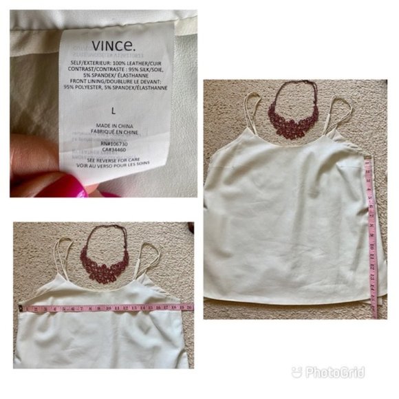 Vince leather and silk spaghetti straps top - Picture 9 of 15